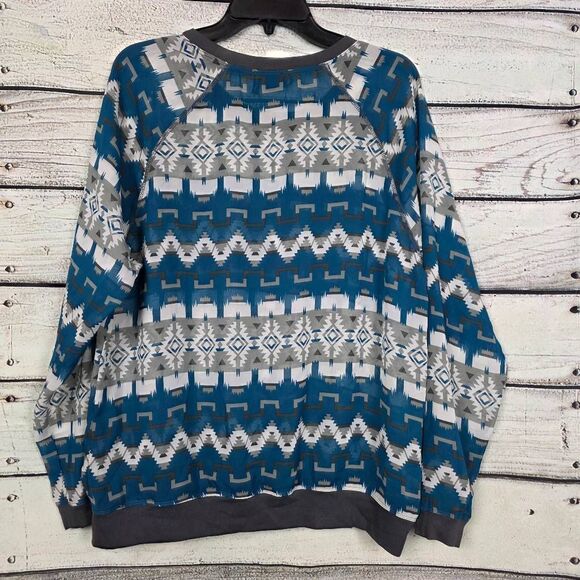 Cruel Denim Aztec Print Long Sleeve Sheer Top NWT Size XL - Picture 5 of 9